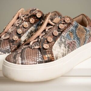 Kurt Geiger Platform Shoes Sz 7.5 Snakeskin Embellished Sparkly Edgy Moody Punk